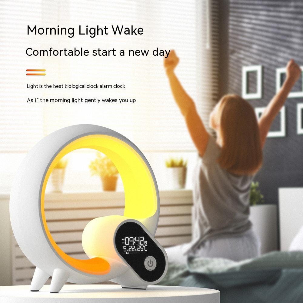Creative Q Light Sunrise Alarm Clock With Bluetooth Speaker & colourful Atmosphere Light