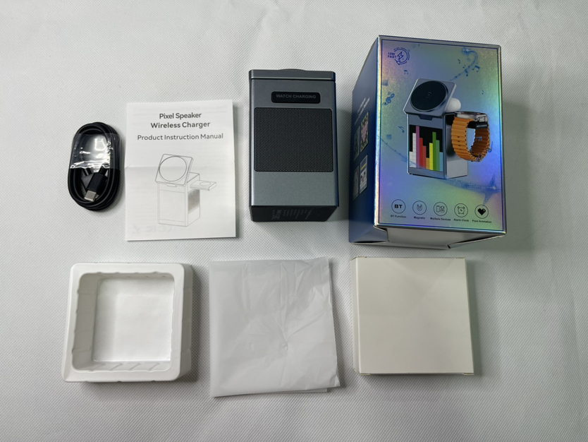 6-in-1 Magnetic Wireless Charger Stand with Bluetooth Speaker & Alarm Clock