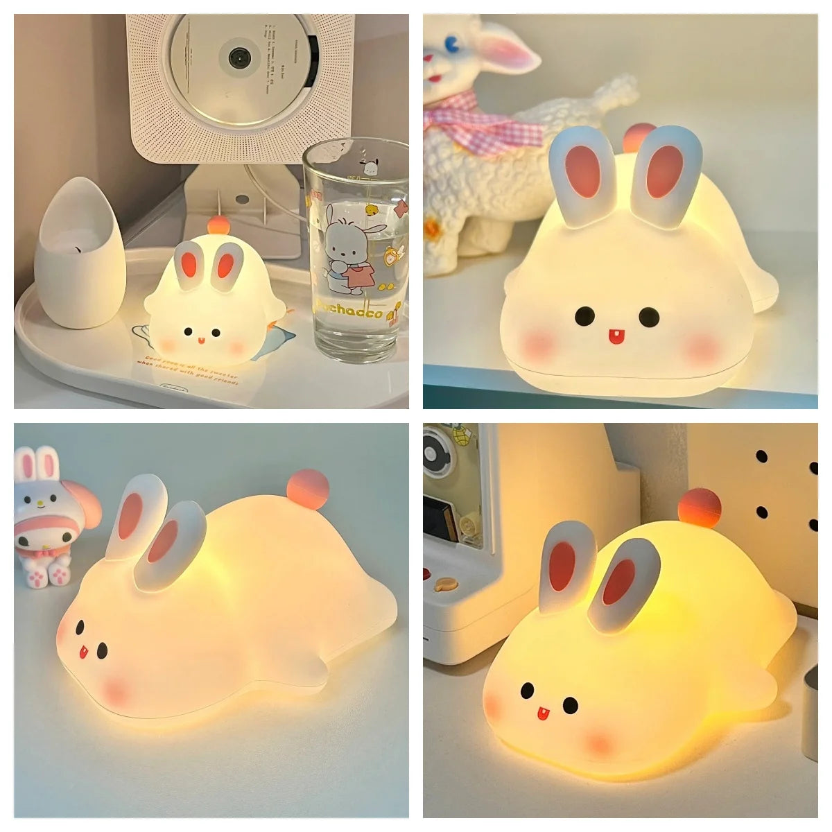 Cute Rabbit-Shaped Silicone Night Light – USB Rechargeable LED Lamp