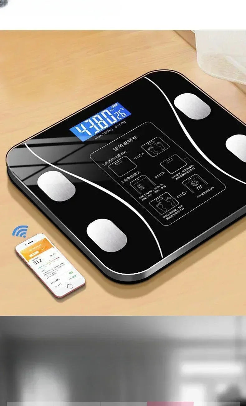 Smart Bluetooth Body Fat Scale Weight BMI Analyzer Ultra-Precise Digital Bathroom Scale Fitness Tracker Home Use Health Monitor