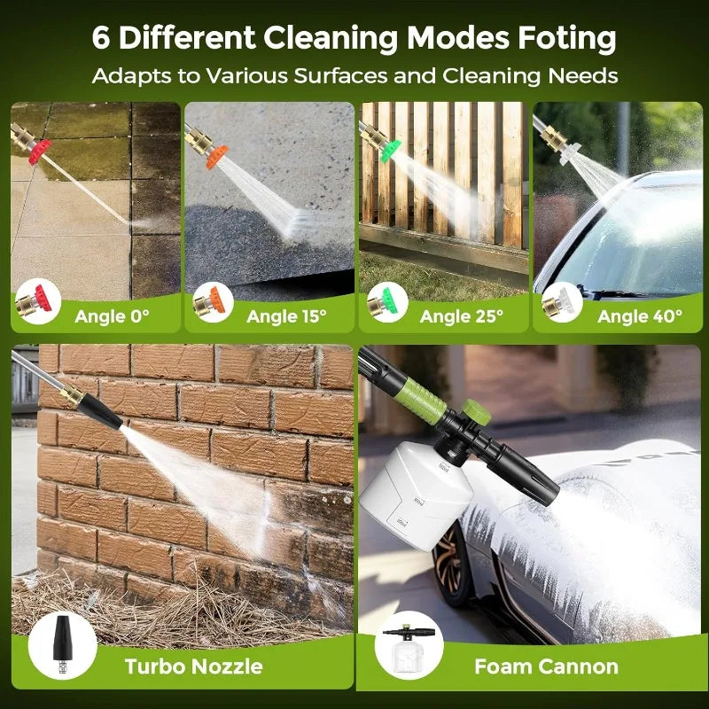 4500 PSI Electric Pressure Washer with Adjustable PSI, 5 Nozzles & Foam Cannon — Portable High Power Cleaner for Car, Patio, Driveway, and Fences