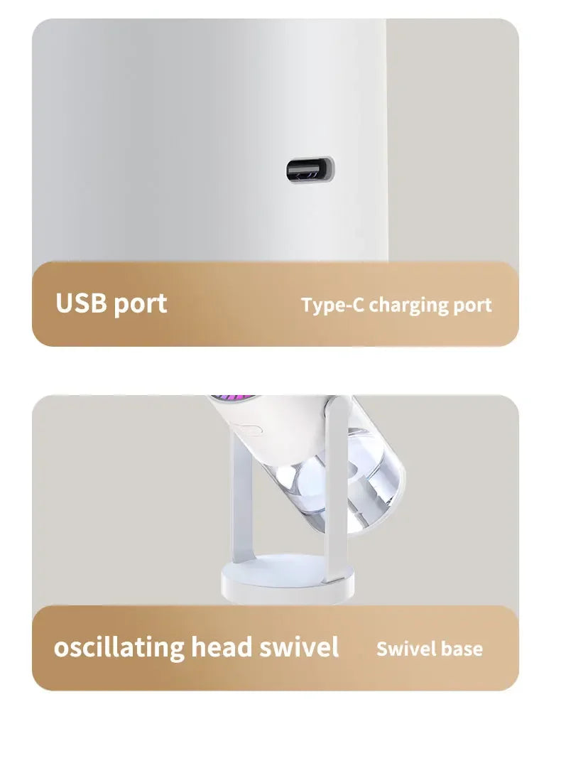 Desktop Air Car Humidifier Projection Starry Sky Top Shaking Head Humidifier Creative Hydration USB Spray Shaking Head Machine