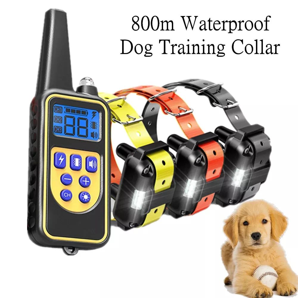 Rechargeable Waterproof Dog Training Collar with Remote – Shock, Vibration & Sound – For Small, Medium & Large Dogs (Up to 800m Range)