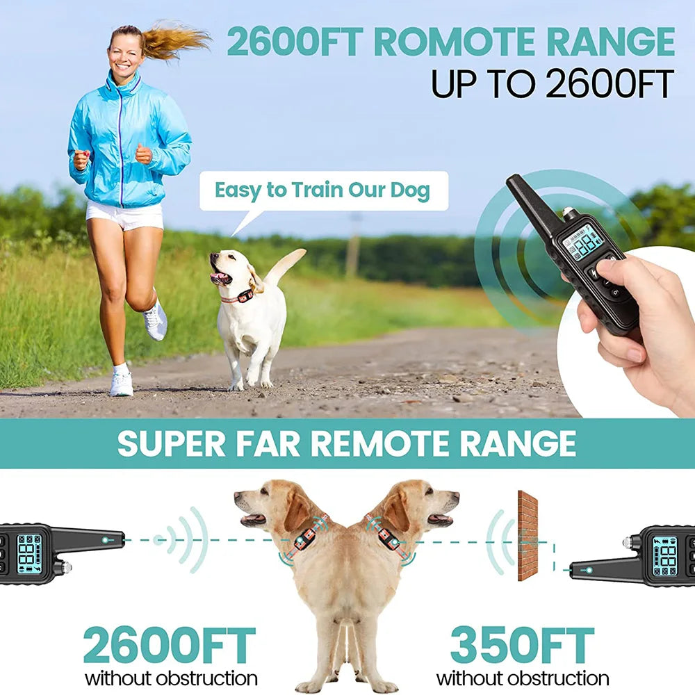 Rechargeable Waterproof Dog Training Collar with Remote – Shock, Vibration & Sound – For Small, Medium & Large Dogs (Up to 800m Range)