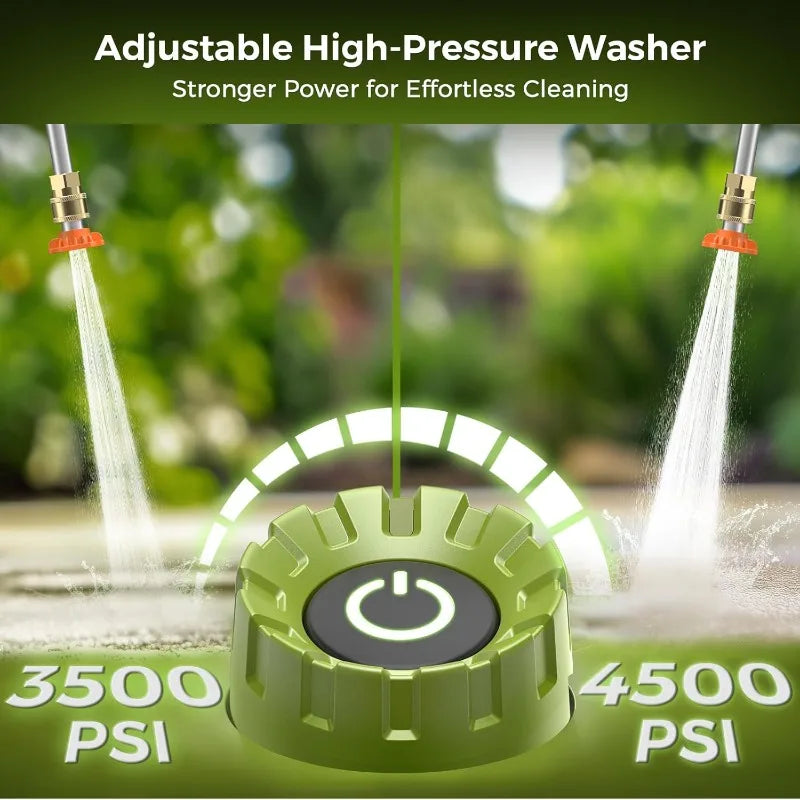 4500 PSI Electric Pressure Washer with Adjustable PSI, 5 Nozzles & Foam Cannon — Portable High Power Cleaner for Car, Patio, Driveway, and Fences