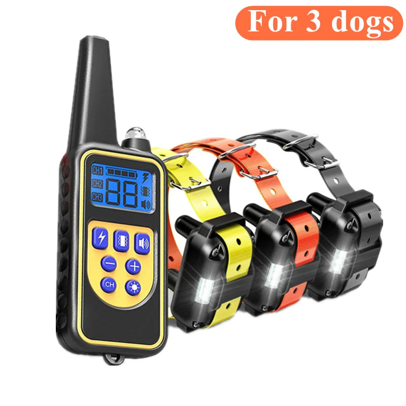 Rechargeable Waterproof Dog Training Collar with Remote – Shock, Vibration & Sound – For Small, Medium & Large Dogs (Up to 800m Range)