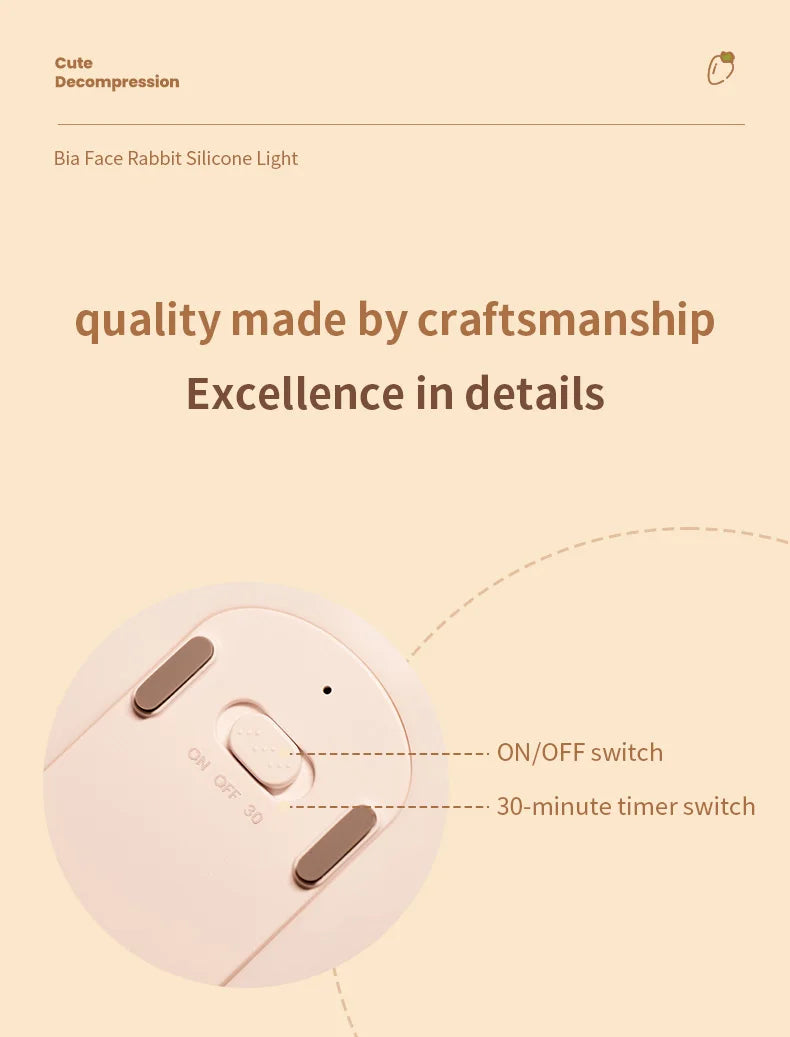 Cute Rabbit-Shaped Silicone Night Light – USB Rechargeable LED Lamp
