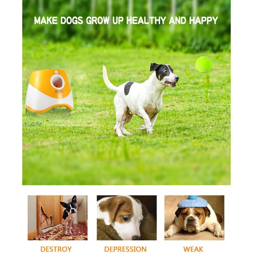 Automatic Dog Ball Launcher-Interactive Tennis Ball Thrower For Dog ( 12 Soft Balls Included)