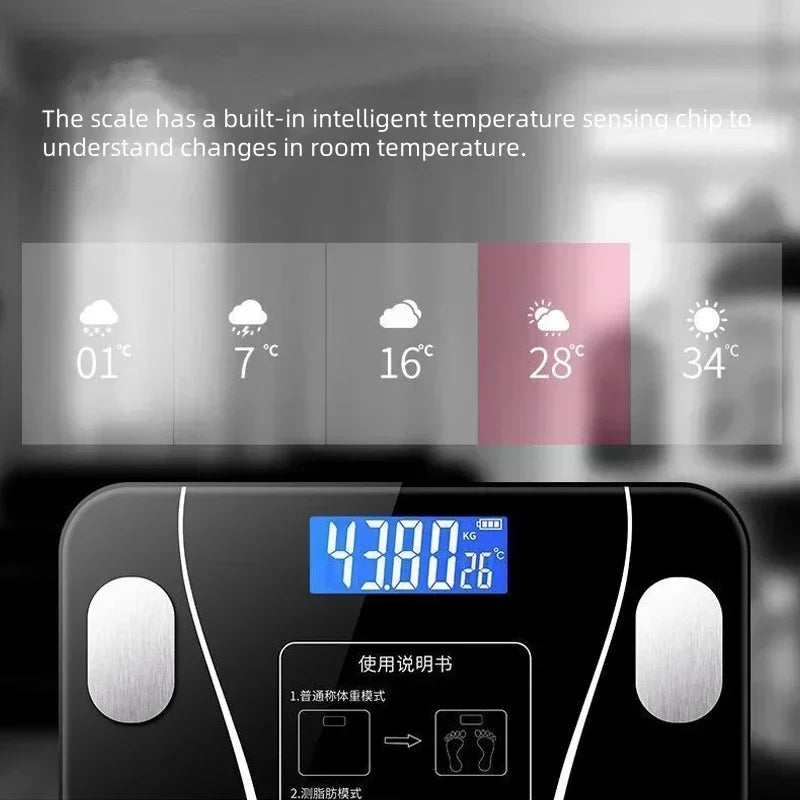 Smart Bluetooth Body Fat Scale Weight BMI Analyzer Ultra-Precise Digital Bathroom Scale Fitness Tracker Home Use Health Monitor