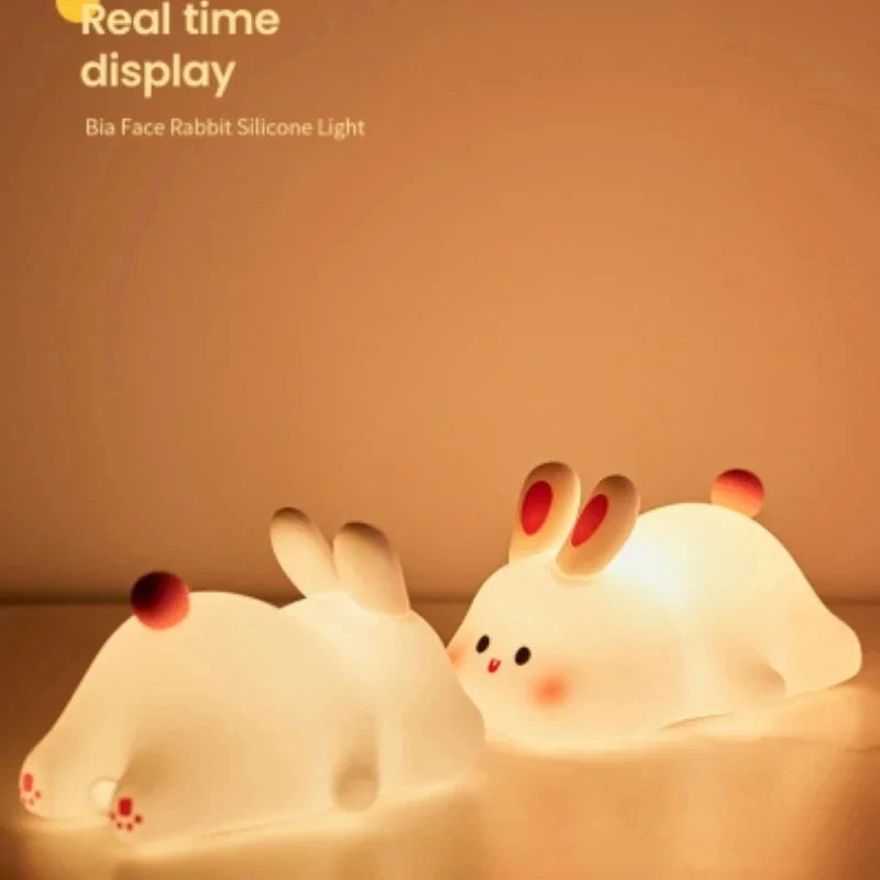 Cute Rabbit-Shaped Silicone Night Light – USB Rechargeable LED Lamp