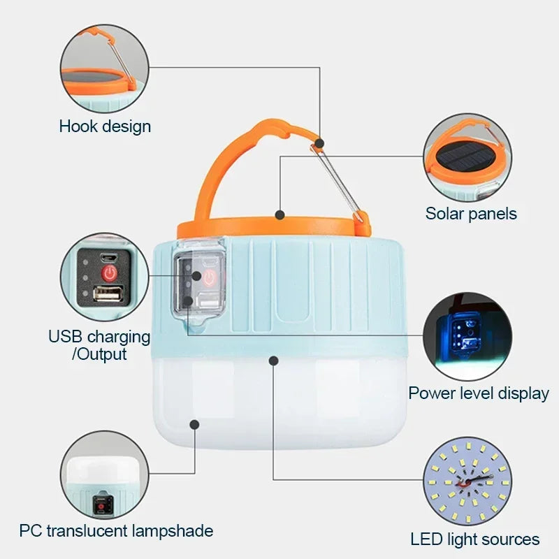 Portable Camping Light Power Bank LED Camping Lanterns With Remote Control Waterproof Outdoor Tent Light Rechargeable Flashlight