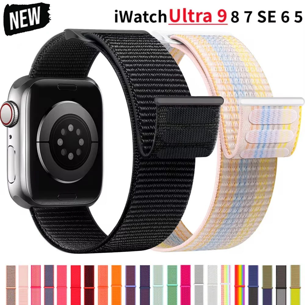 Premium Nylon Strap for Apple Watch 10 42 46mm Ultra2 Serie 9 8 7 SE 6 5 3 49mm 45mm 44mm Bracelet for IWatch 42MM 41MM 40mm 38 Correa