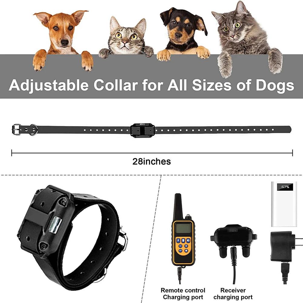 Rechargeable Waterproof Dog Training Collar with Remote – Shock, Vibration & Sound – For Small, Medium & Large Dogs (Up to 800m Range)