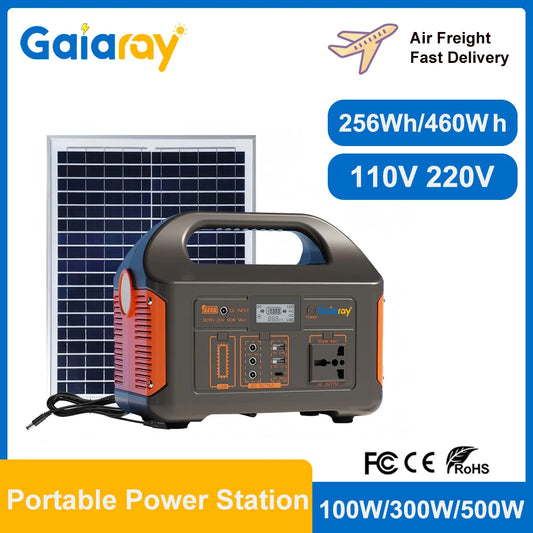 GaiaRay Portable Power Station LiFePO4 100W / 300W / 500W – Solar Charging | Outdoor & Emergency Use