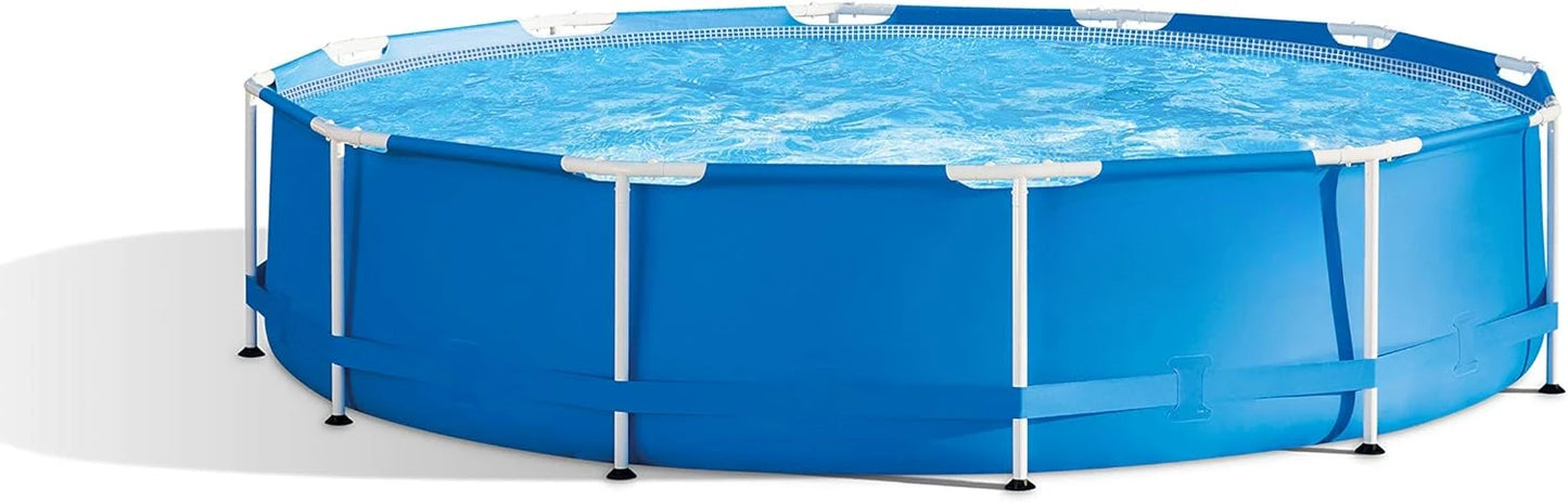 28211EH Metal Frame Above Ground Swimming Pool Set: 12ft x 30in – Includes 530 GPH Cartridge Filter Pump – Puncture