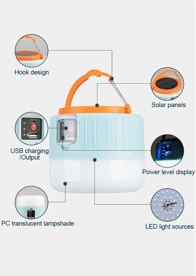 Portable Camping Light Power Bank LED Camping Lanterns With Remote Control Waterproof Outdoor Tent Light Rechargeable Flashlight