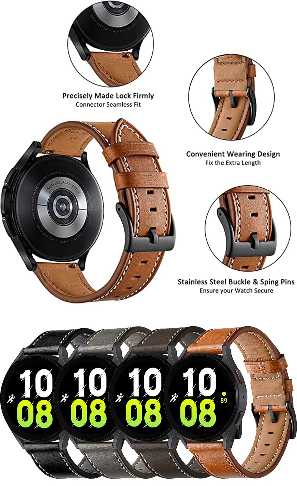 20 22mm Leather Watch Straps For Huawei Watch 4/3/GT3/2 Pro Amazfit GTR 4/GTS 4 47MM 42MM Samsung Galaxy Watch 3 4/5/6 Watchband