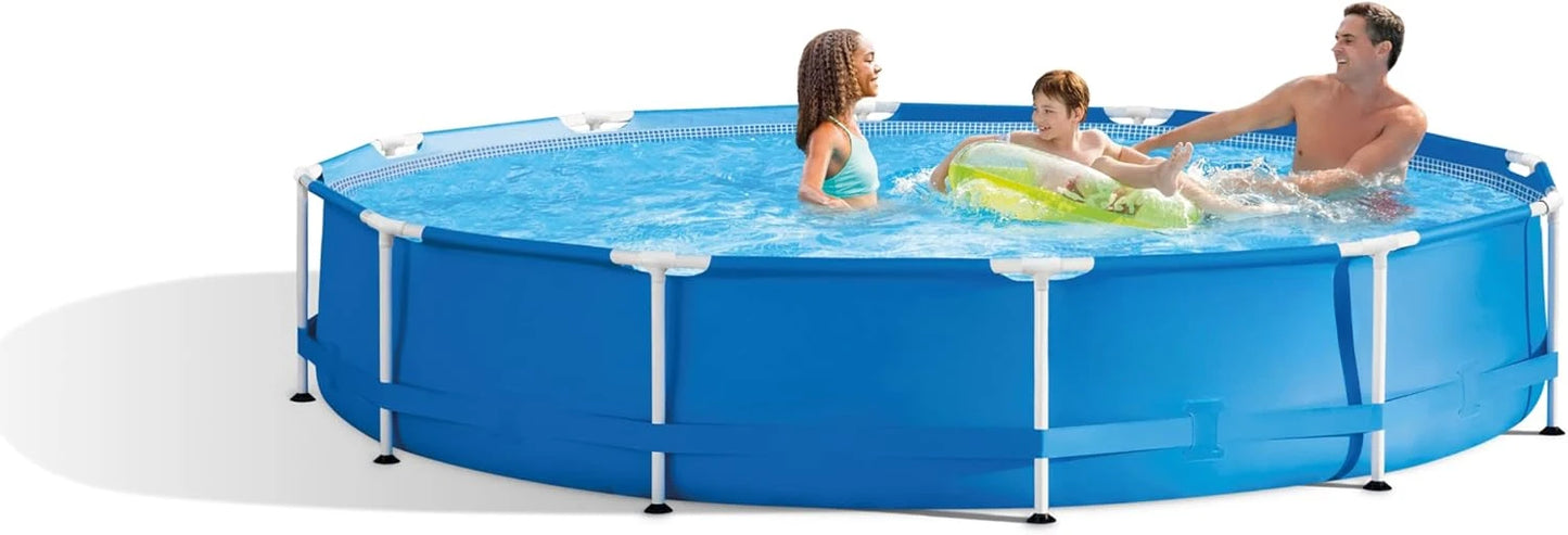 28211EH Metal Frame Above Ground Swimming Pool Set: 12ft x 30in – Includes 530 GPH Cartridge Filter Pump – Puncture