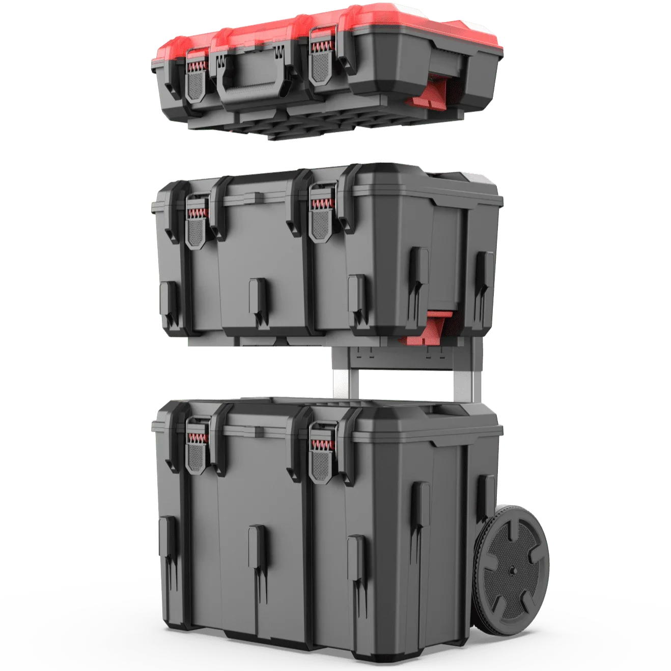 Hyper Tough Heavy Duty 3-in-1 Modular Rolling Toolbox with Wheels – IP65 Waterproof Stackable System