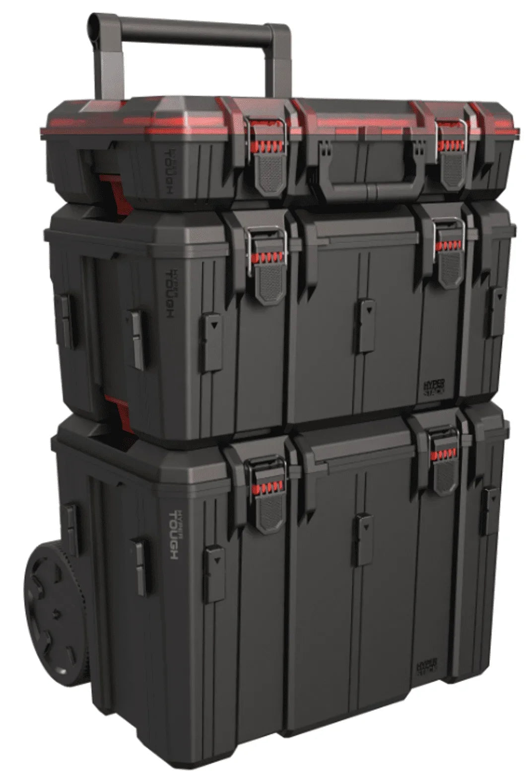 Hyper Tough Heavy Duty 3-in-1 Modular Rolling Toolbox with Wheels – IP65 Waterproof Stackable System