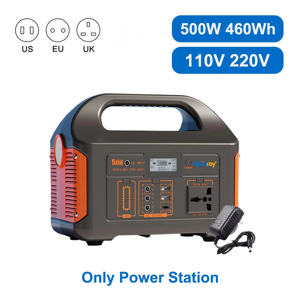 GaiaRay Portable Power Station LiFePO4 100W / 300W / 500W – Solar Charging | Outdoor & Emergency Use