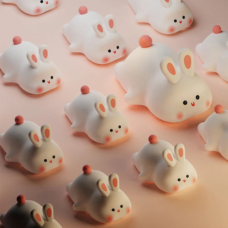 Cute Rabbit-Shaped Silicone Night Light – USB Rechargeable LED Lamp