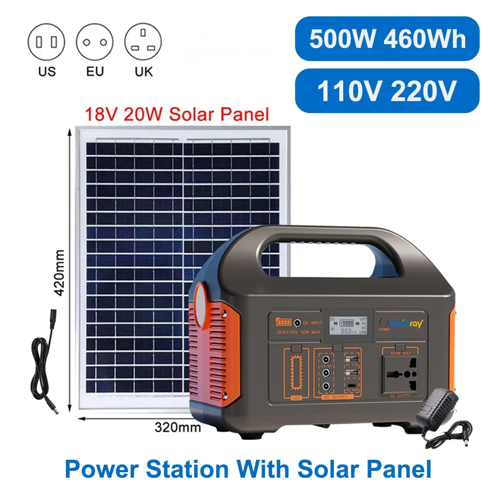 GaiaRay Portable Power Station LiFePO4 100W / 300W / 500W – Solar Charging | Outdoor & Emergency Use