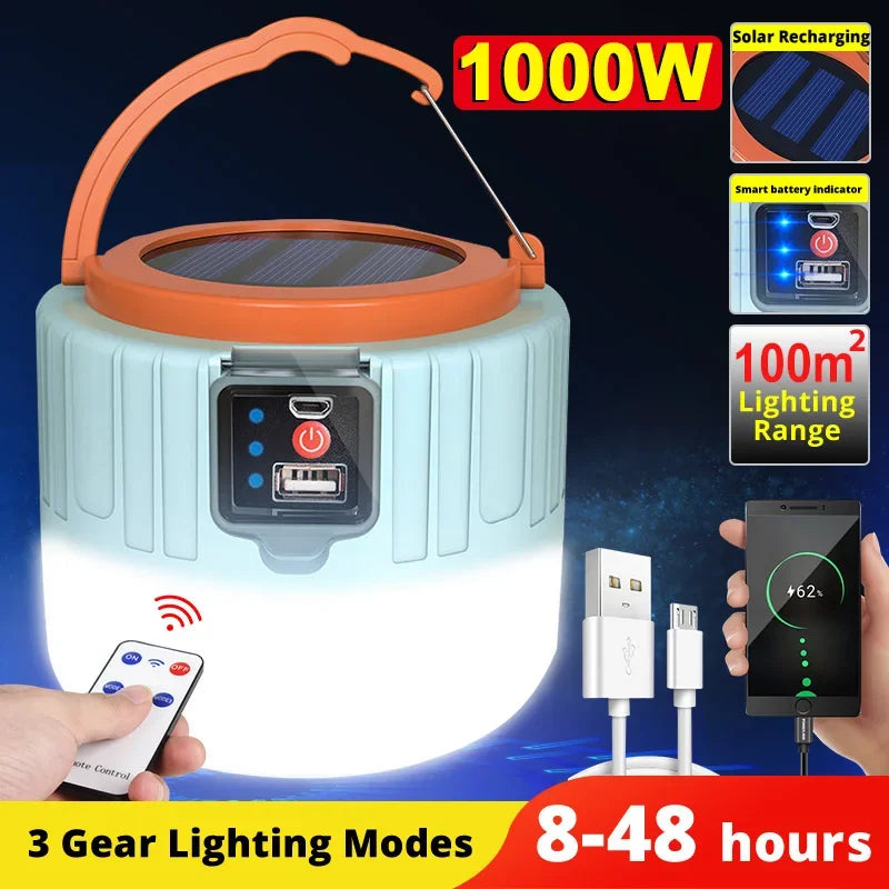 Portable Camping Light Power Bank LED Camping Lanterns With Remote Control Waterproof Outdoor Tent Light Rechargeable Flashlight