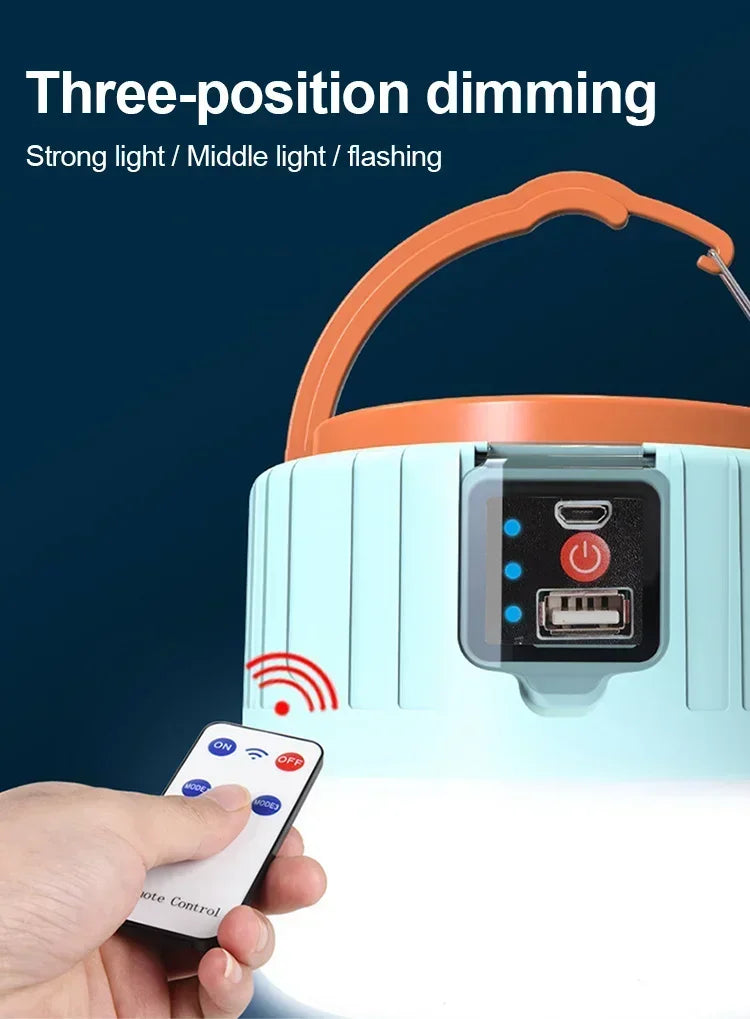 Portable Camping Light Power Bank LED Camping Lanterns With Remote Control Waterproof Outdoor Tent Light Rechargeable Flashlight