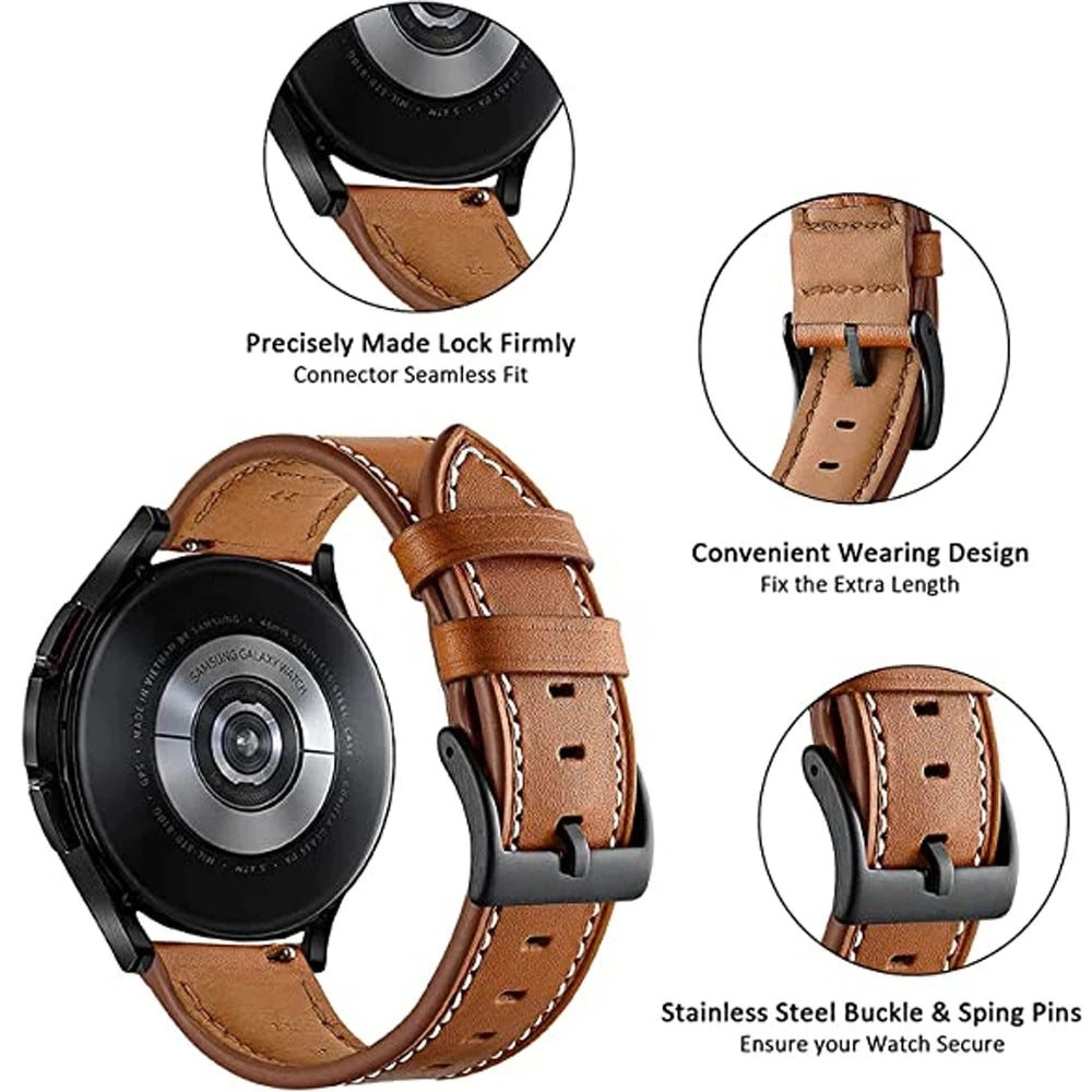 20 22mm Leather Watch Straps For Huawei Watch 4/3/GT3/2 Pro Amazfit GTR 4/GTS 4 47MM 42MM Samsung Galaxy Watch 3 4/5/6 Watchband