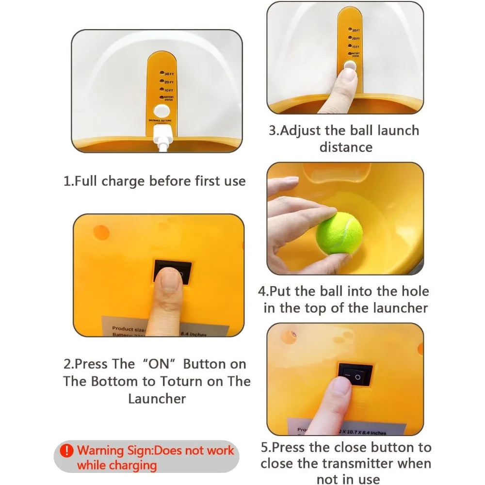Automatic Dog Ball Launcher-Interactive Tennis Ball Thrower For Dog ( 12 Soft Balls Included)