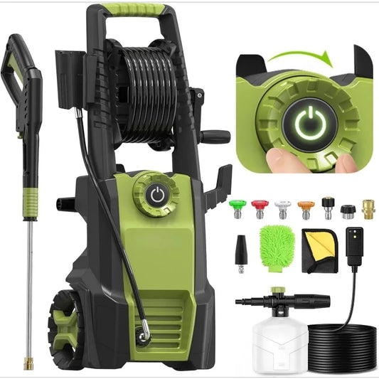4500 PSI Electric Pressure Washer with Adjustable PSI, 5 Nozzles & Foam Cannon — Portable High Power Cleaner for Car, Patio, Driveway, and Fences